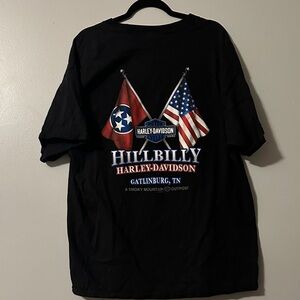 Harley-Davidson Black T-Shirt with Flag Graphics